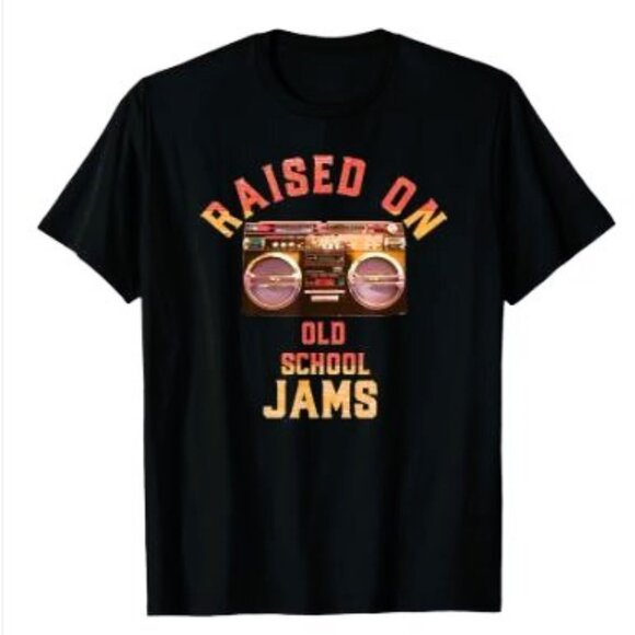 Men's Crew Neck T-Shirt "Raised On Old School Jams" Hip Hop, R&B Design UNISEX - Picture 3 of 4